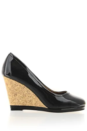 ZODIE Black Cork Wedges